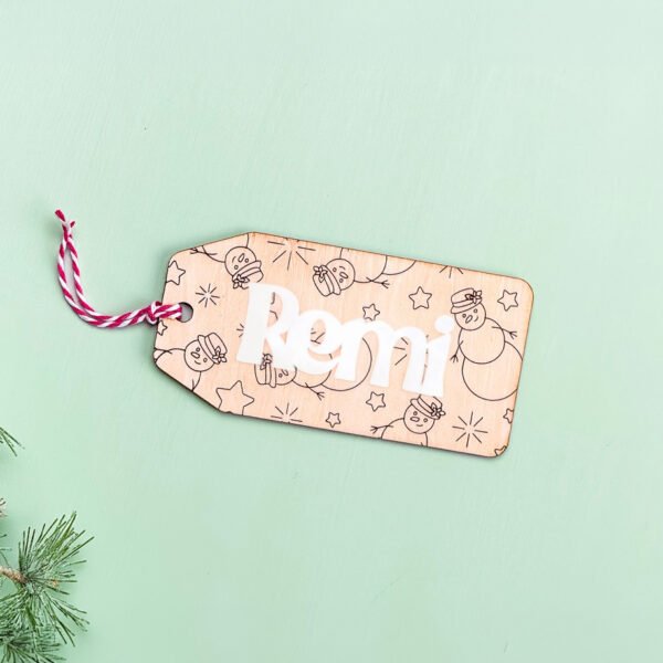 Snowman Patterned Stocking Tag